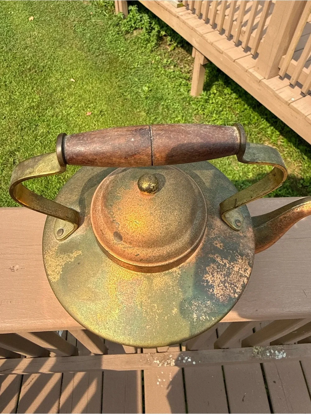 Vtg Tagus Portugal Copper Clad Teapot Kettle Rustic, Beautiful Patina